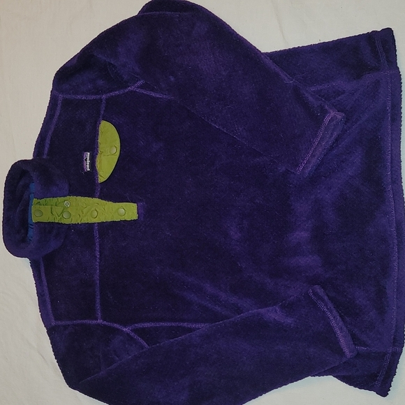 Patagonia Synchilla pullover vintage jacket purple and green snap buttons - Picture 7 of 7